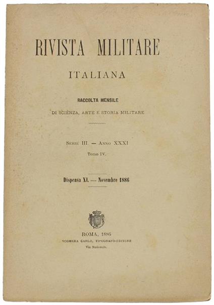 Rivista Militare Italiana. Dispensa XI - Novembre 1886 - copertina