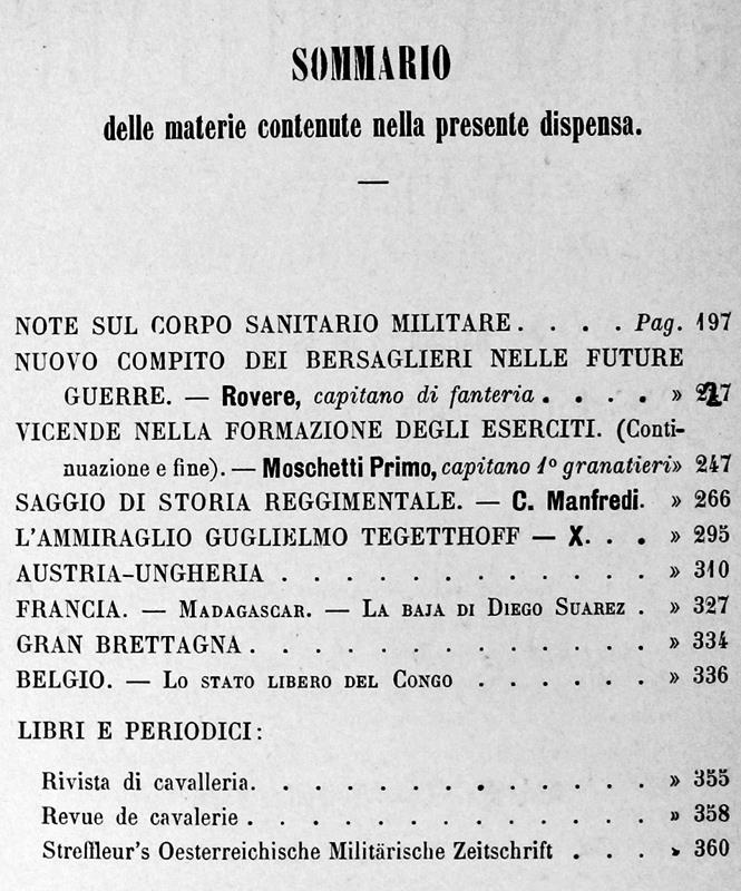 Rivista Militare Italiana. Dispensa XI - Novembre 1886