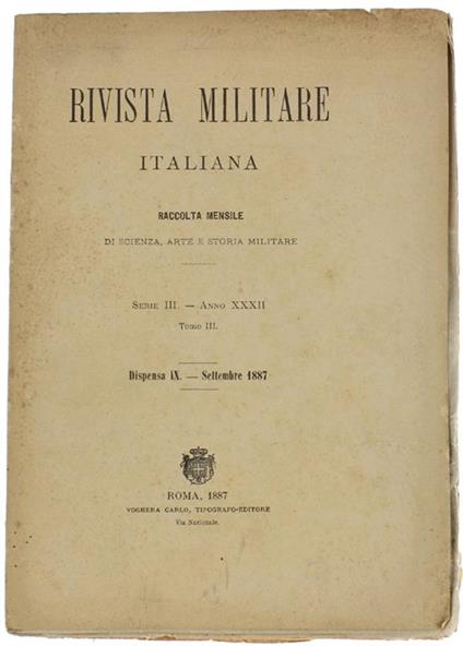 Rivista Militare Italiana. Dispensa IX - Settembre 1887 - copertina