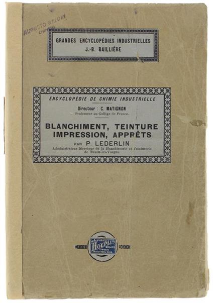 Blanchiment, Teinture Impression, Apprets - copertina