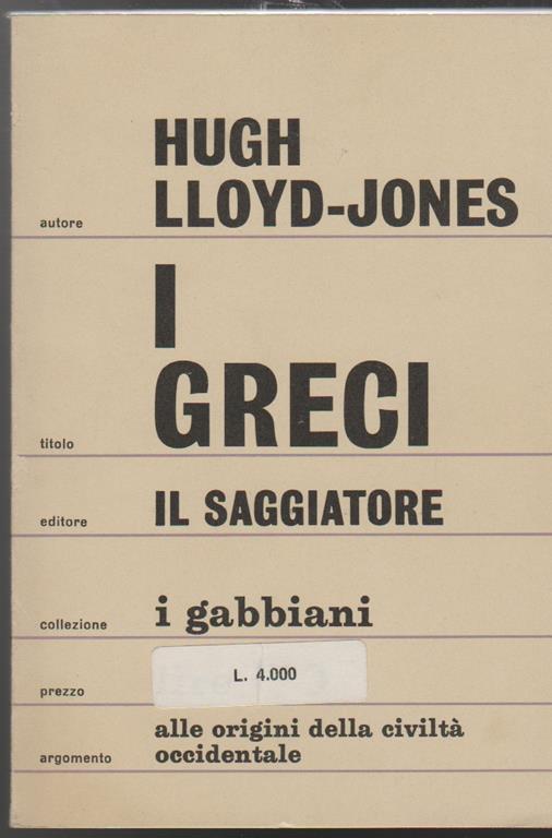I greci - Hugh Lloyd-Jones - copertina