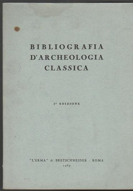 Bibliografia d'archeologia classica - copertina