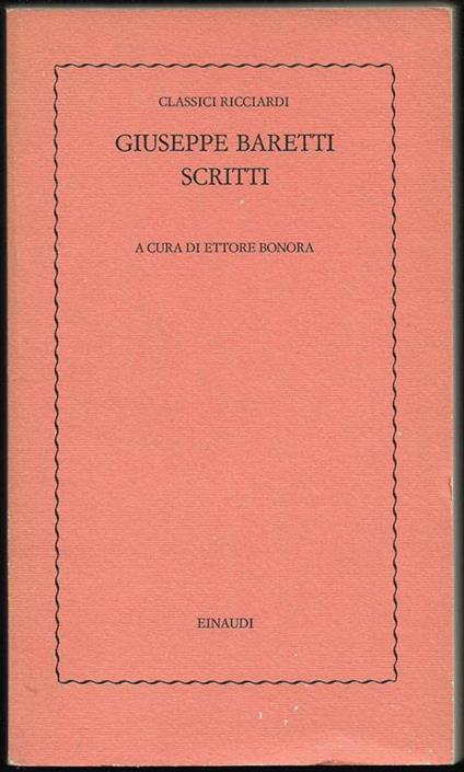 Scritti A cura di Ettore Bonora (stampa 1976) - Giuseppe Baretti - copertina