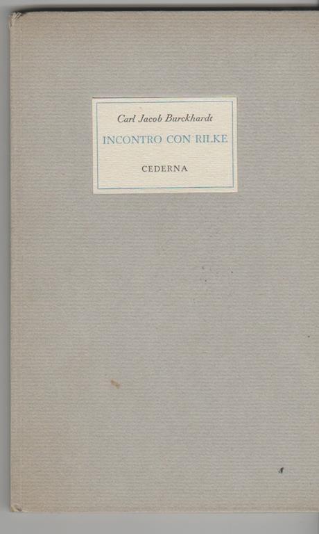 Incontro con Rilke - Jacob Burckhardt - copertina