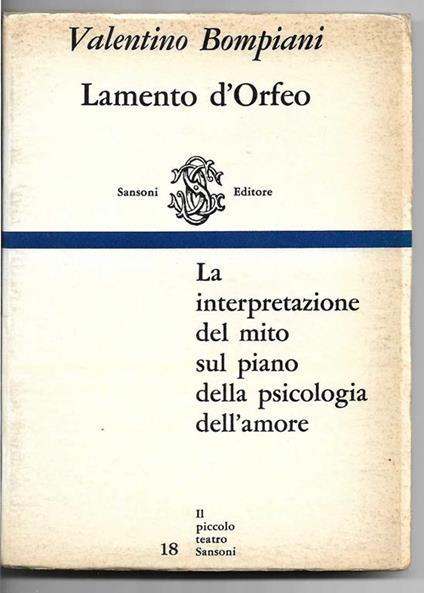 Lamento d'Orfeo - Valentino Bompiani - copertina