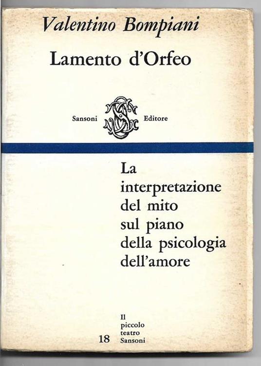 Lamento d'Orfeo - Valentino Bompiani - copertina
