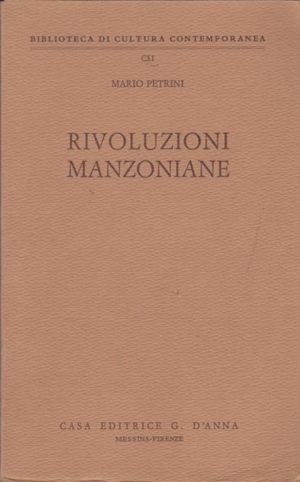 Rivoluzioni manzoniane (stampa 1974) - Mario Petrini - copertina