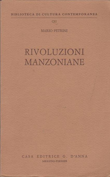 Rivoluzioni manzoniane (stampa 1974) - Mario Petrini - copertina