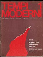 Tempi moderni Rivista trimestrale Anno XVII numero 1 nuova serie Maggio 1975