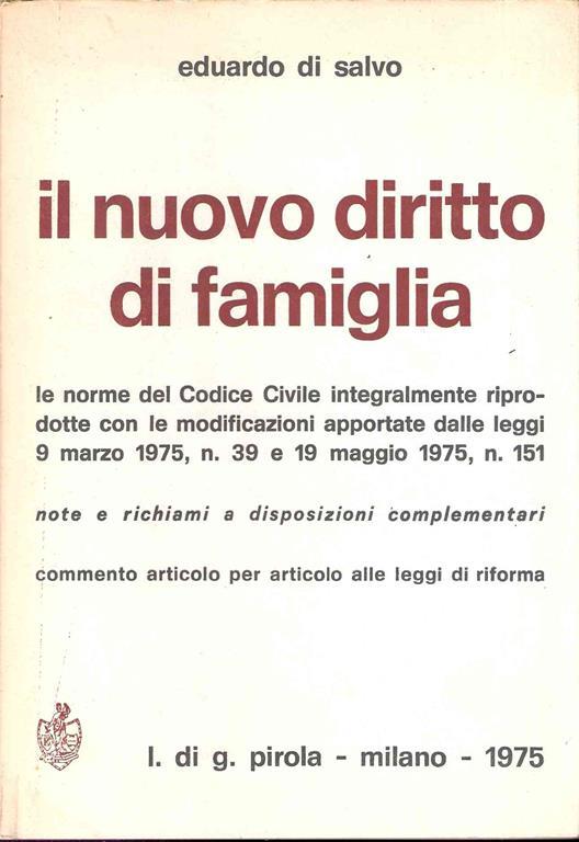 Il Nuovo Diritto Di Famiglia - Eduardo Di Salvo - copertina
