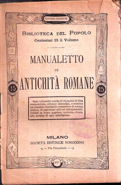 Manualetto Di Antichità Romane - copertina