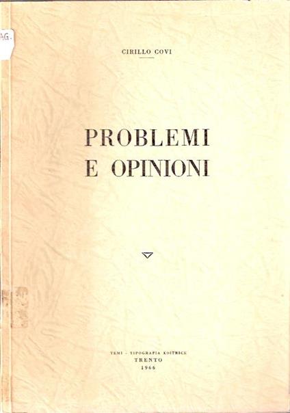 Problemi E Opinioni - Cirillo Covi - copertina