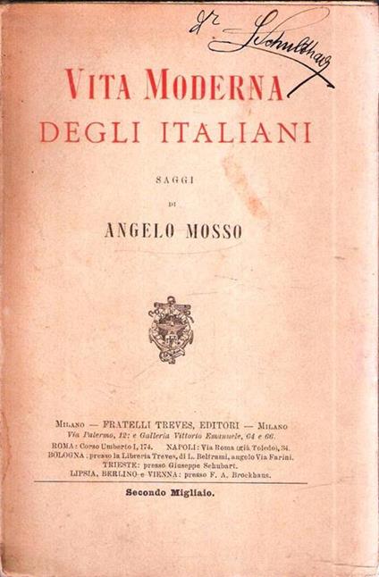 Vita Moderna Degli Italiani - Angelo Mosso - copertina