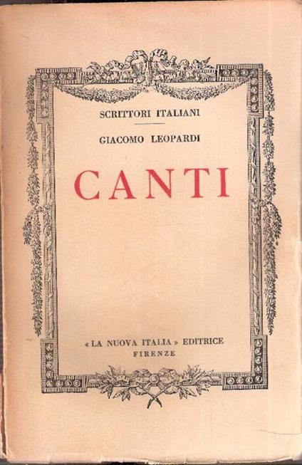 Canti - Giacomo Leopardi - copertina