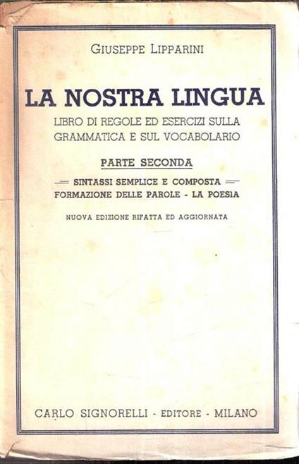 La Nostra Lingua - Giuseppe Lipparini - copertina