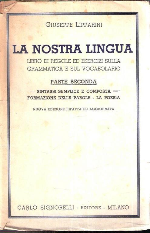 La Nostra Lingua - Giuseppe Lipparini - copertina