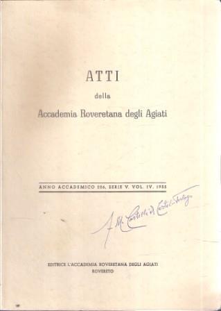 Atti Della Accademia Roveretana Degli Agiati Serie V Vol. Iv - copertina