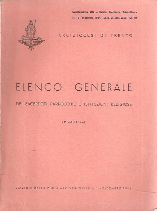 Elenco Generale Dei Sacerdoti Parrocchie E Istituzioni Religiose - copertina