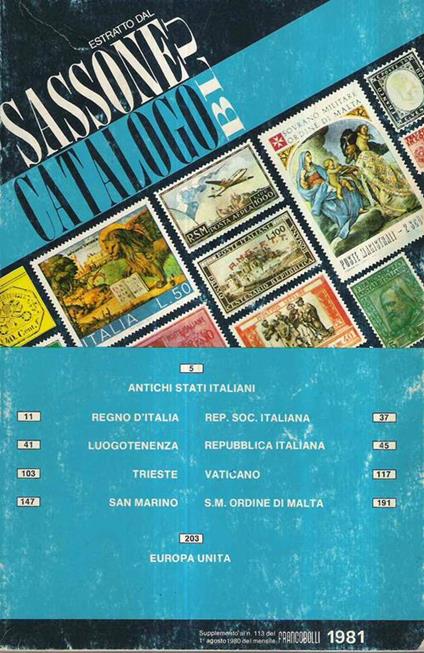Estratto Dal Catalogo Sassone Blu 1981 - copertina