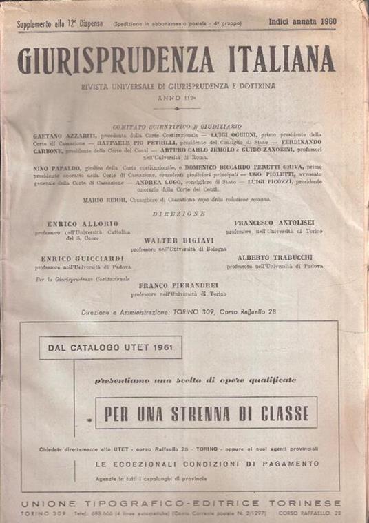 Giurisprudenza Italiana Rivista Universale Di Giurisprudenza E Dottrina - copertina