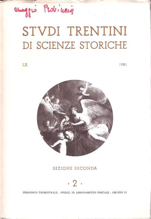 Studi Trentini Di Scienze Storiche 2/81 Sezione Seconda - copertina