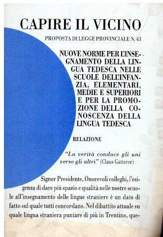 Capire Il Vicino Proposta Di Legge Provinciale N. 43 - Vincenzo Passerini - copertina