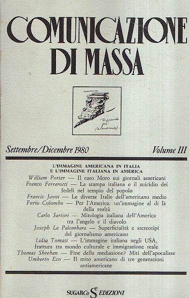 Comunicazione Di Massa Volume Iii Settembre/Dicembre 1980 - copertina