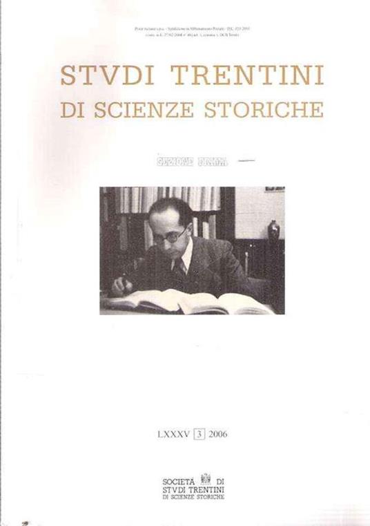 Studi Trentini Di Scienze Storiche Lxxxv Sezione Prima - copertina