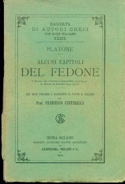 Alcuni capitoli del Fedone - Platone - copertina