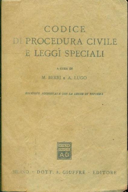 Codice di procedura civile e leggi speciali - copertina