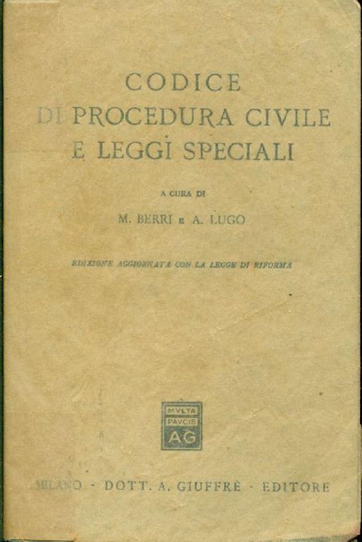 Codice di procedura civile e leggi speciali - copertina