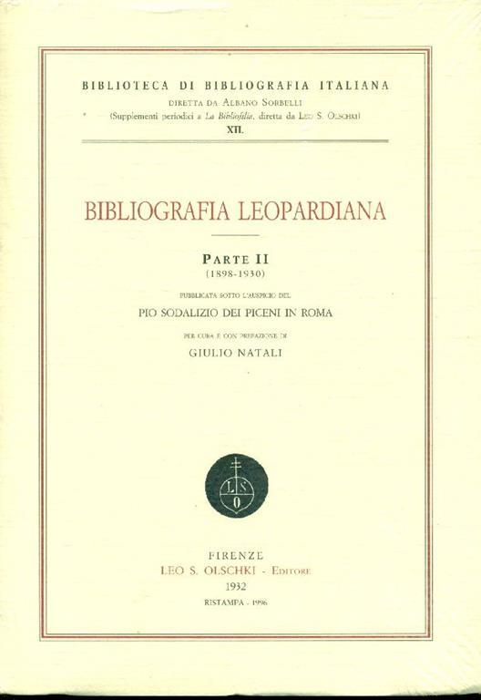 Bibliografia leopardiana - copertina