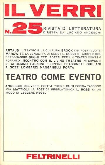 Il Verri. N. 25. Dicembre 1967. Teatro come evento - copertina