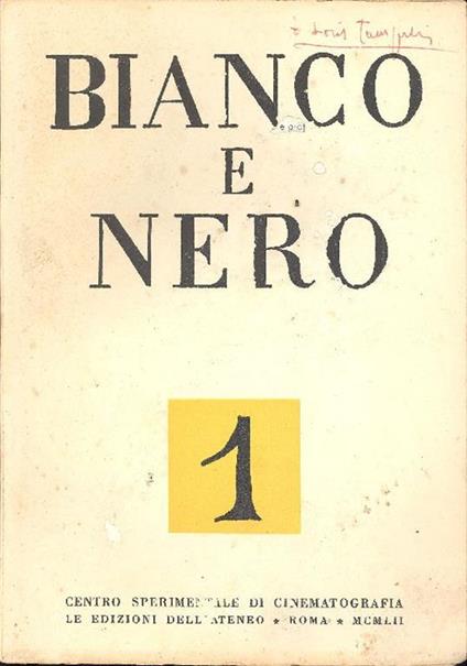 Bianco e Nero. Anno XIII, Numero 1, Gennaio 1952 - copertina