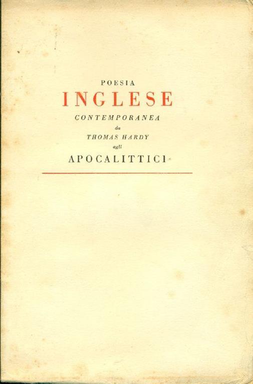 Poesia inglese contemporanea da Thomas Hardy agli Apocalittici - copertina