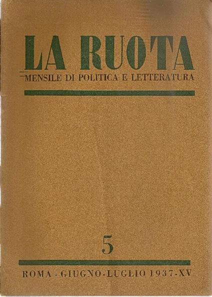 La Ruota. Anno 1, Numero 5, Giugno-Luglio 1937 - copertina