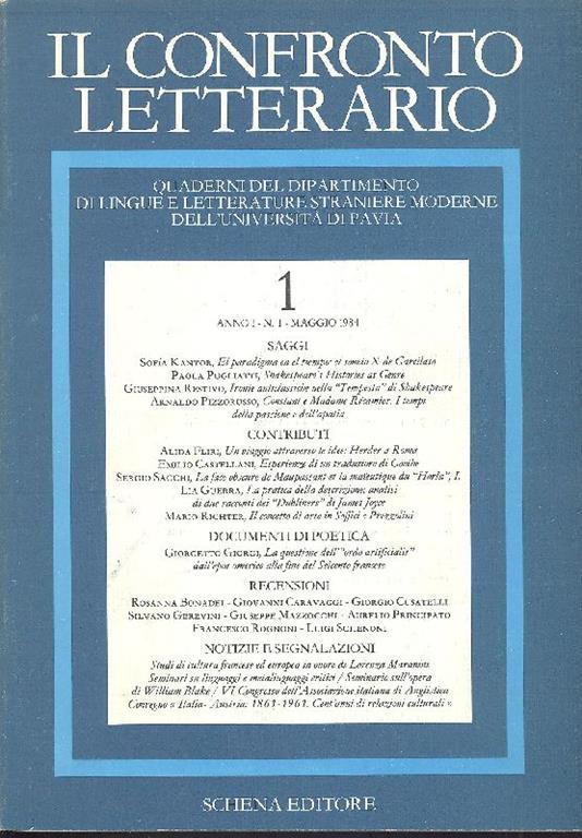 Il confronto letterario. Maggio 1984 - copertina