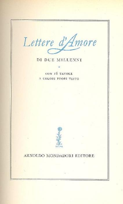 Lettere d'amore di due millenni - copertina
