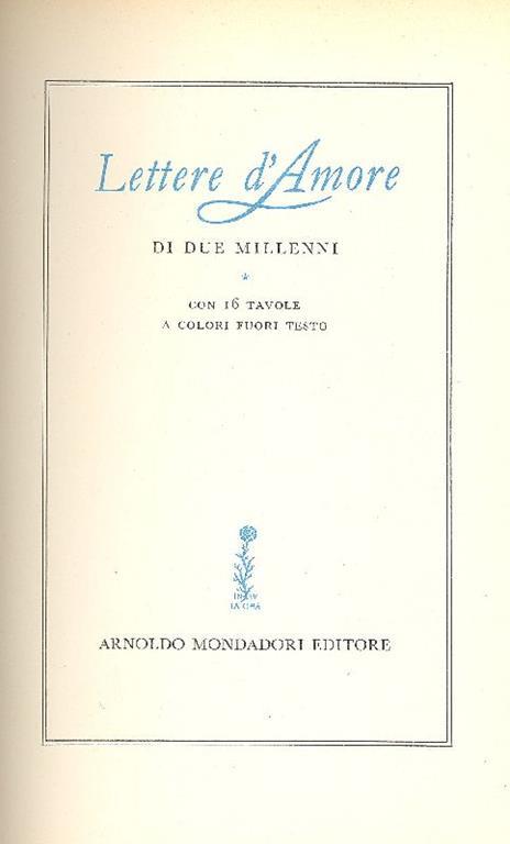 Lettere d'amore di due millenni - copertina