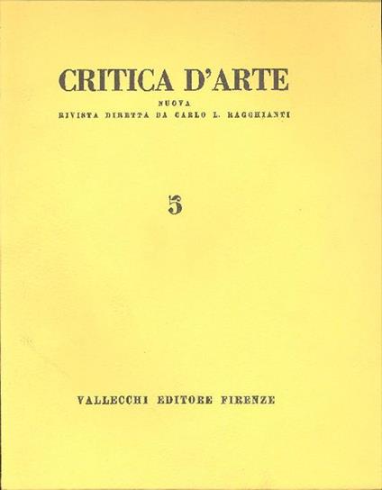 Critica d'Arte. Settembre 1954. N. 5 - copertina
