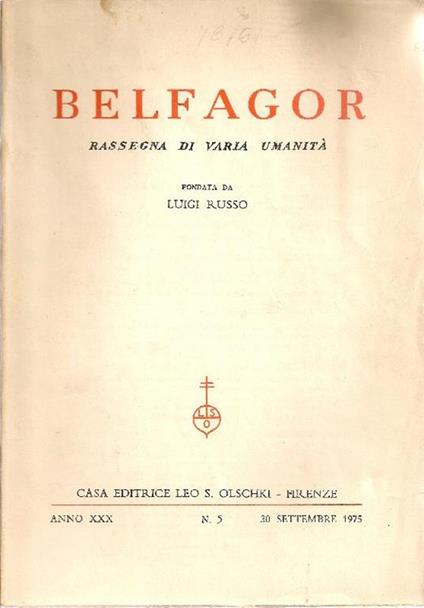 Belfagor. Settembre 1975 - copertina
