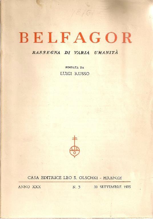Belfagor. Settembre 1975 - copertina