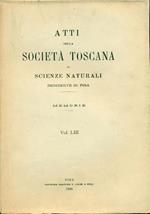 Atti della Società Toscana di Scienze Naturali residente in Pisa. Memorie. Vol. LIII