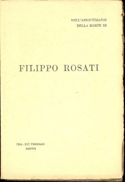 Nell'anniversario della morte di Filippo Rosati - copertina