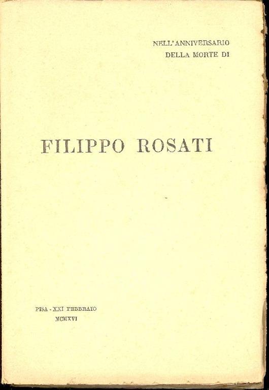 Nell'anniversario della morte di Filippo Rosati - copertina