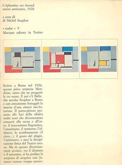 L' éphemère est éternel. Teatro antiteatro, 1926 - copertina