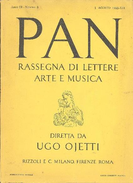 Pan. Anno III, Numero 8, 1 Agosto 1935 - copertina
