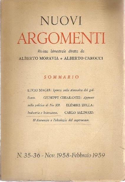 Rivista bimestrale diretta da Alberto Moravia e Alberto Carocci - copertina