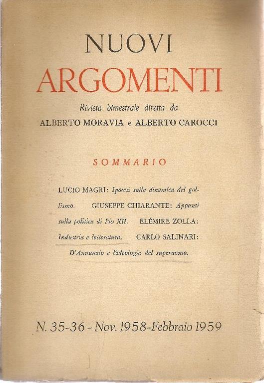 Rivista bimestrale diretta da Alberto Moravia e Alberto Carocci - copertina