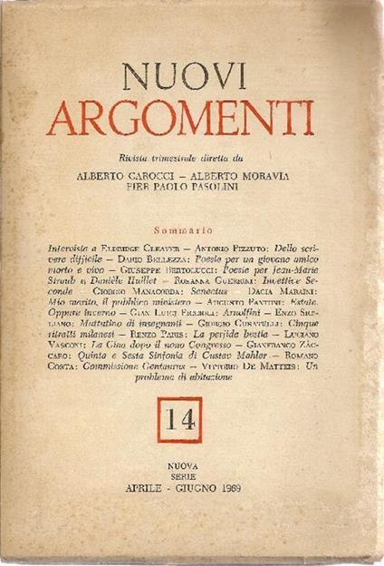 Rivista trimestrale diretta da Alberto Moravia, Pier Paolo Pasolini, Alberto Carocci - copertina
